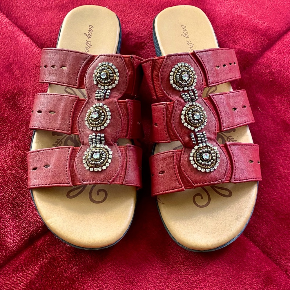 Cute comfortable red sandals.